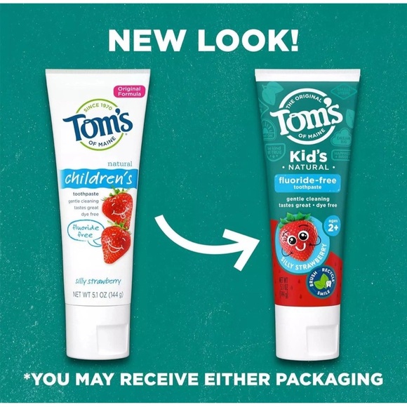 Tom's Of Maine Kids Toothpaste Natural Fluoride Free Silly Strawberry 3 pack - Picture 2 of 8